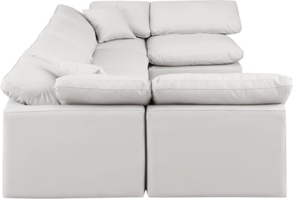 Luxus Cream Faux Leather Modular Sectional Sec6D