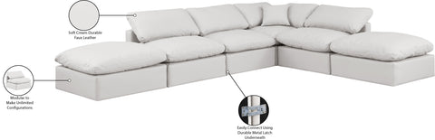 Luxus Cream Faux Leather Modular Sectional Sec6E