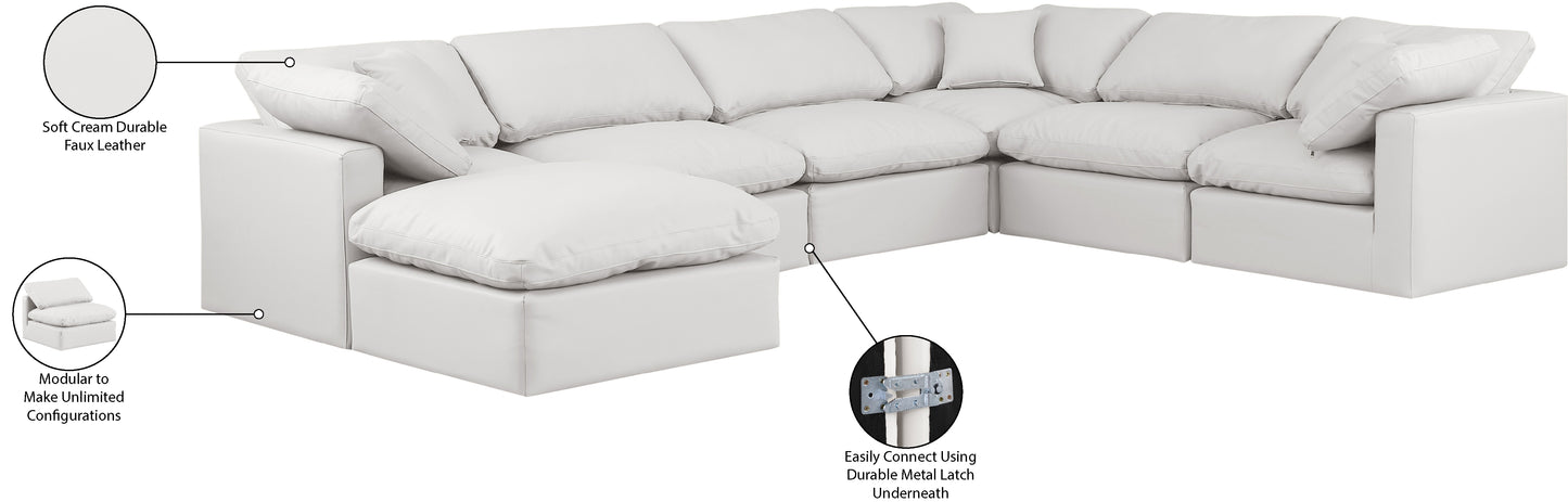 luxus cream faux leather modular sectional sec7a