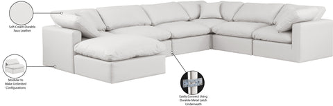 Luxus Cream Faux Leather Modular Sectional Sec7A