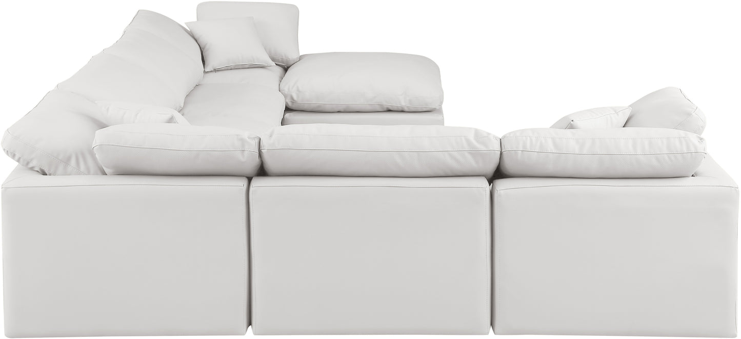 luxus cream faux leather modular sectional sec7a