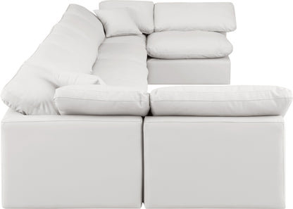 Luxus Cream Faux Leather Modular Sectional Sec7B