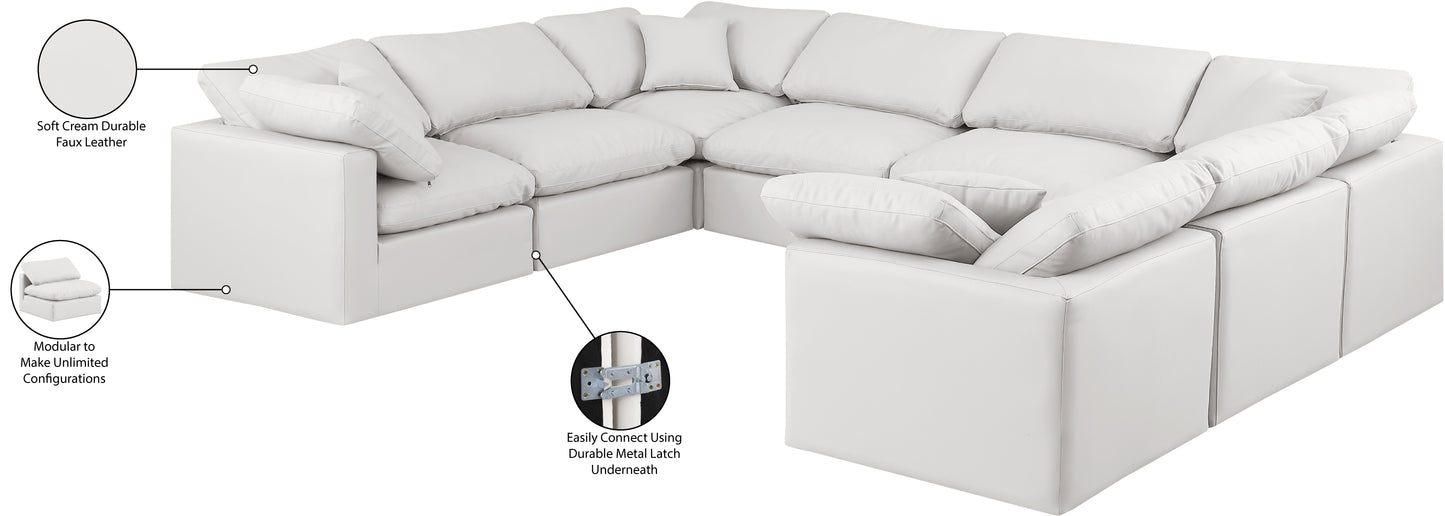 luxus cream faux leather modular sectional sec8a