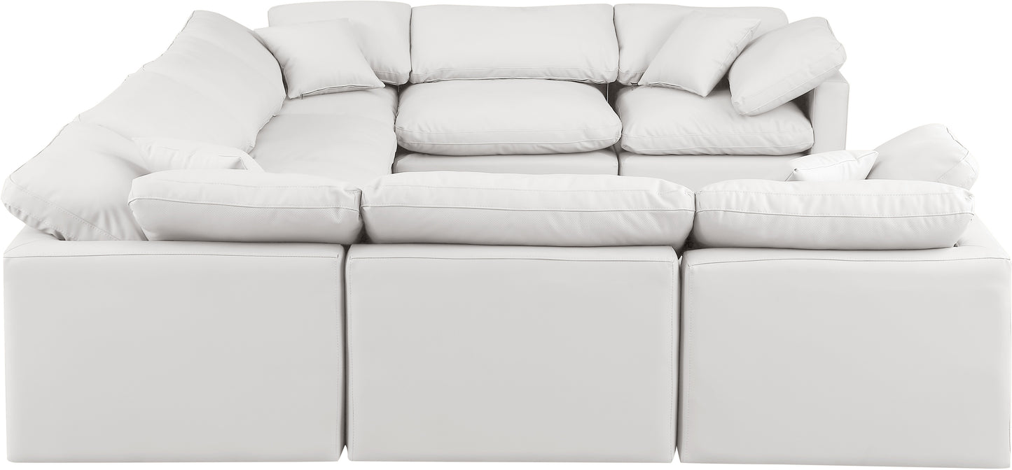 luxus cream faux leather modular sectional sec8a