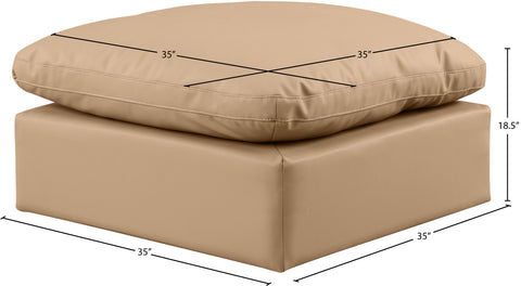 Luxus Tan Faux Leather Ottoman Ott