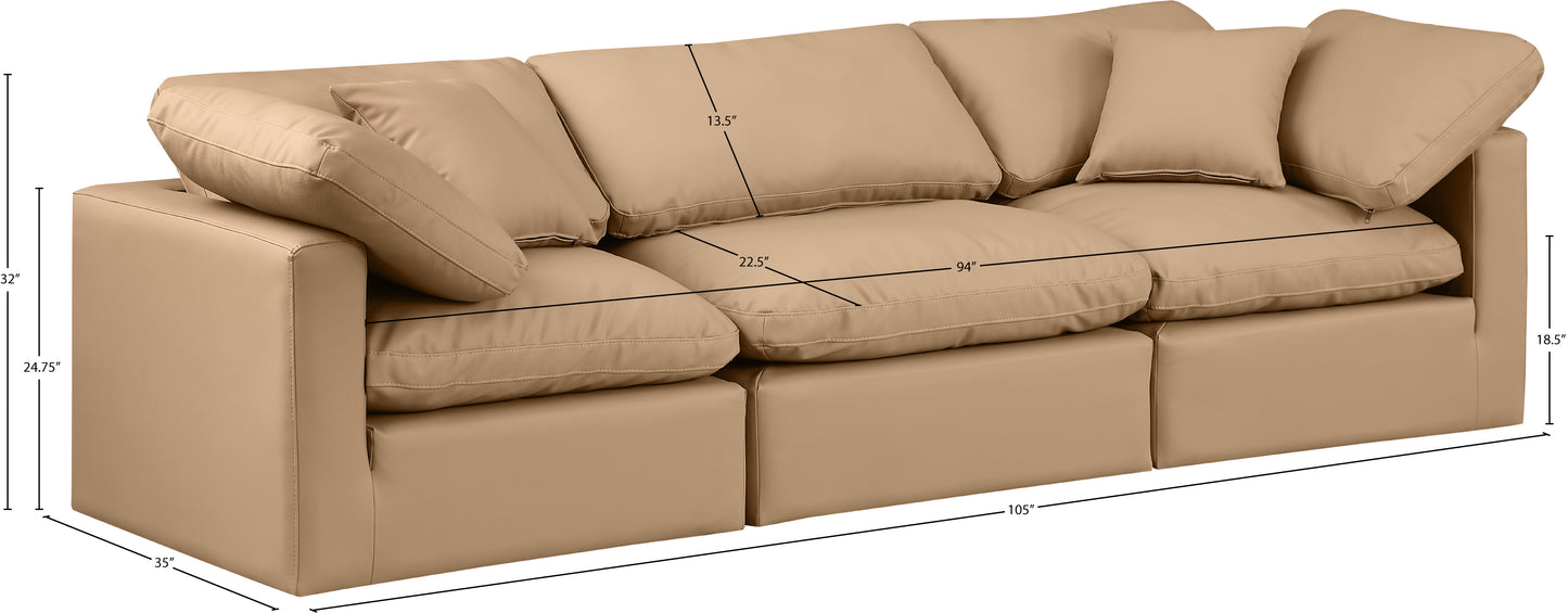 luxus tan faux leather modular sofa s105