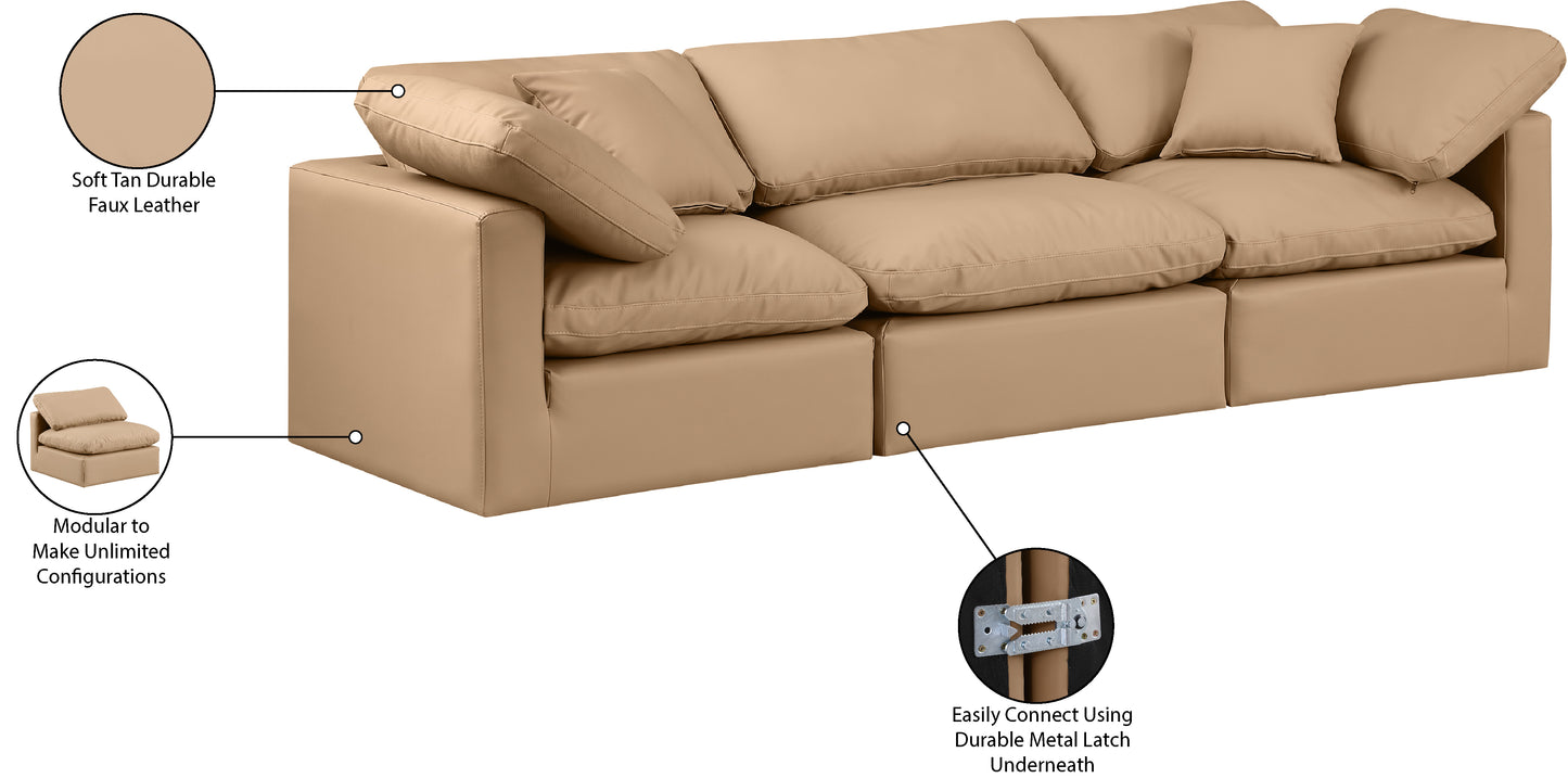 luxus tan faux leather modular sofa s105