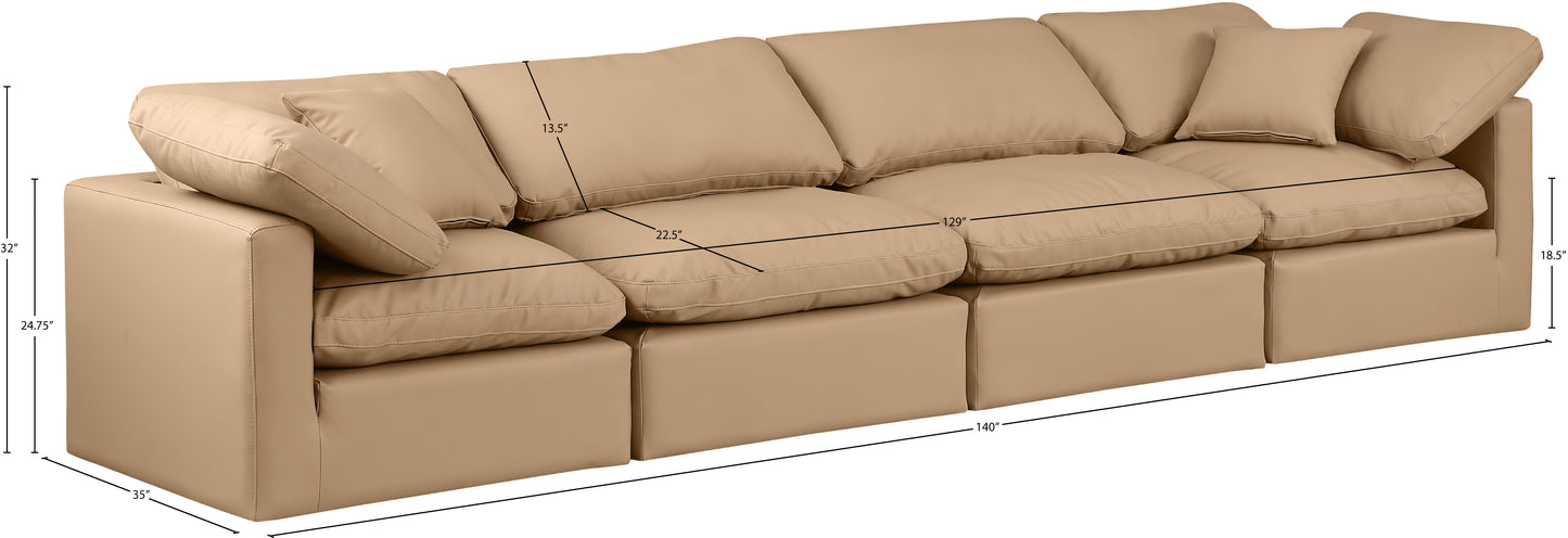 luxus tan faux leather modular sofa s140