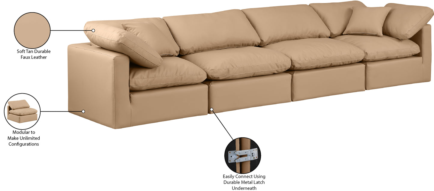 luxus tan faux leather modular sofa s140