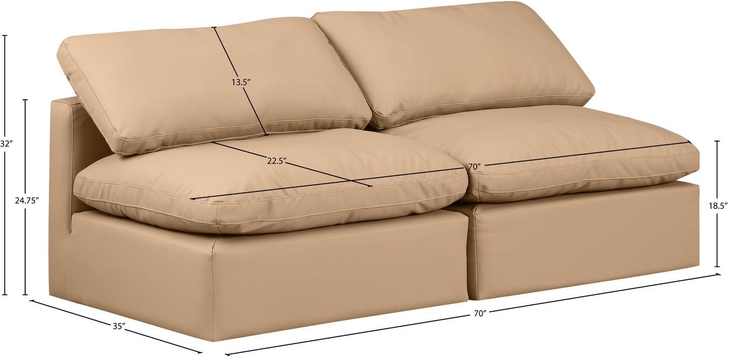 luxus tan faux leather modular sofa s2