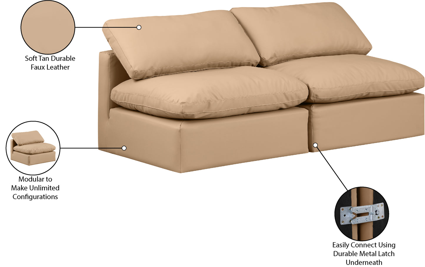 luxus tan faux leather modular sofa s2