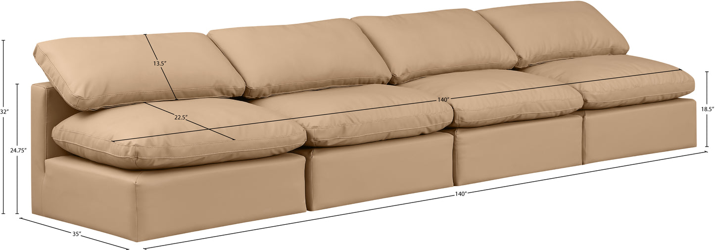 luxus tan faux leather modular sofa s4