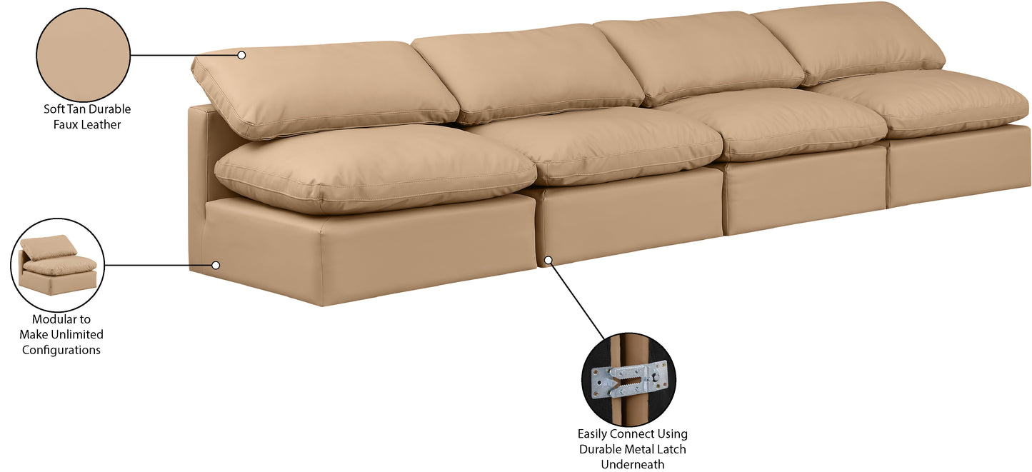 luxus tan faux leather modular sofa s4