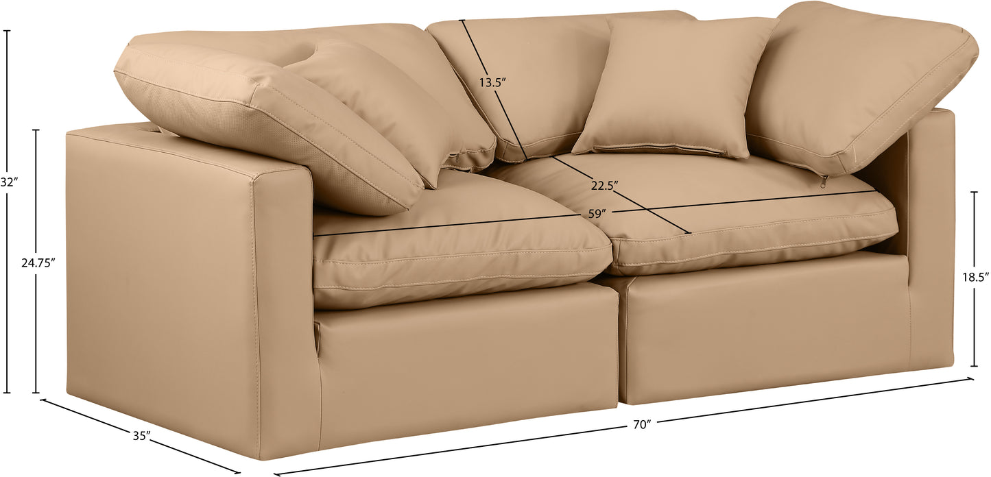 luxus tan faux leather modular sofa s70