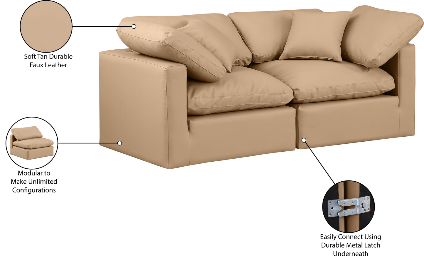 luxus tan faux leather modular sofa s70