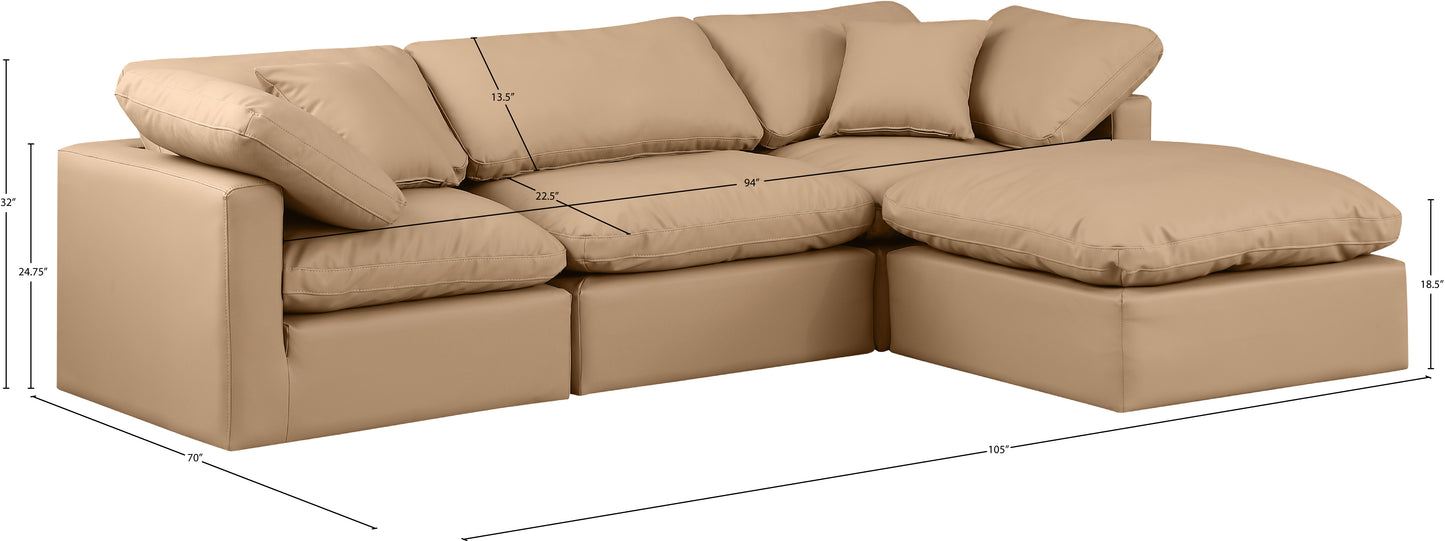 luxus tan faux leather modular sectional sec4a