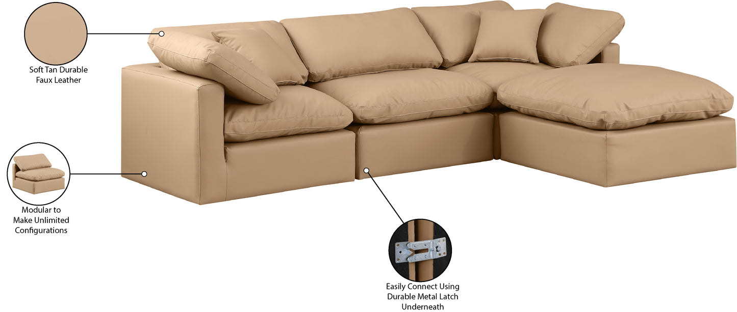 luxus tan faux leather modular sectional sec4a