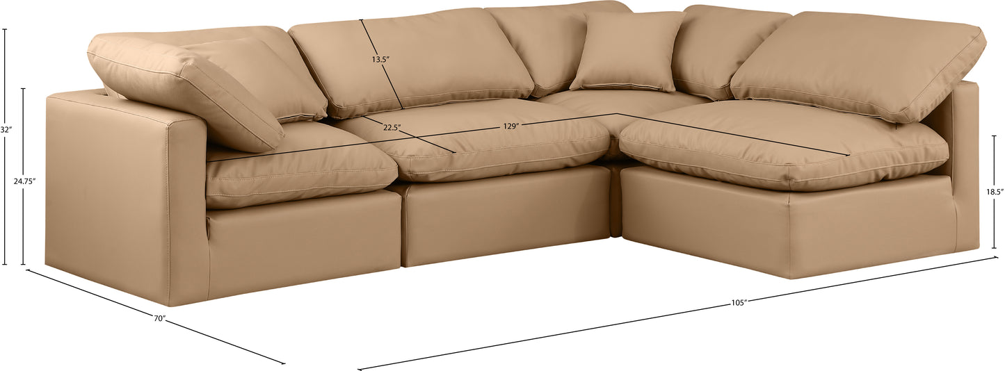 luxus tan faux leather modular sectional sec4b