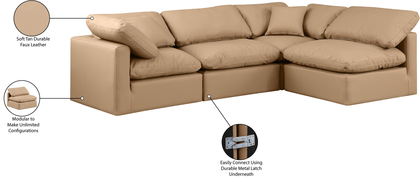 luxus tan faux leather modular sectional sec4b