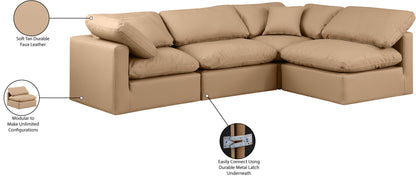 Luxus Tan Faux Leather Modular Sectional Sec4B