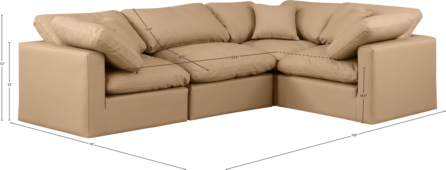 luxus tan faux leather modular sectional sec4c