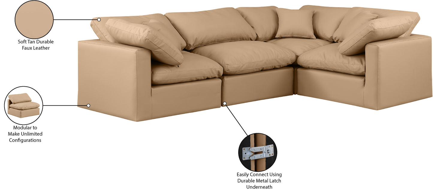 luxus tan faux leather modular sectional sec4c