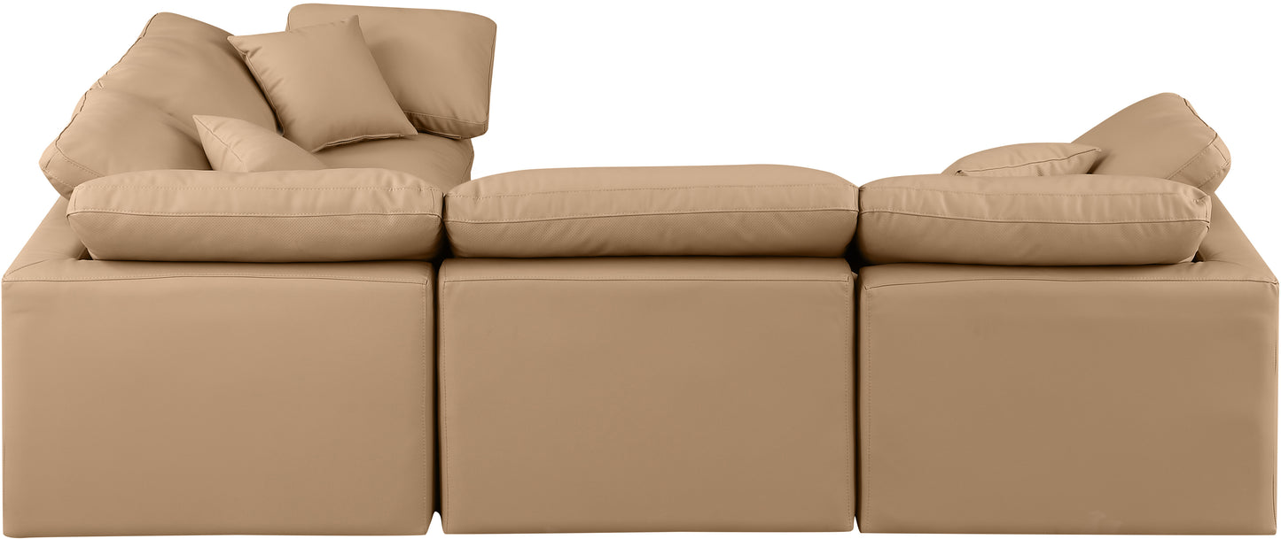 luxus tan faux leather modular sectional sec4c