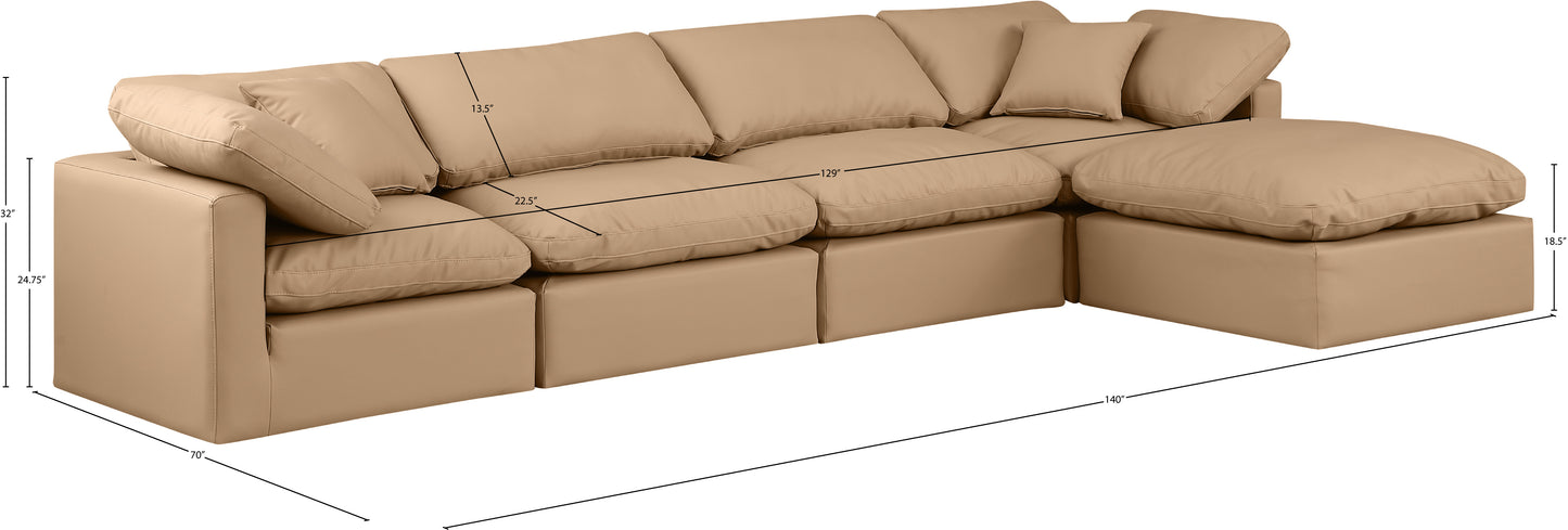 luxus tan faux leather modular sectional sec5a