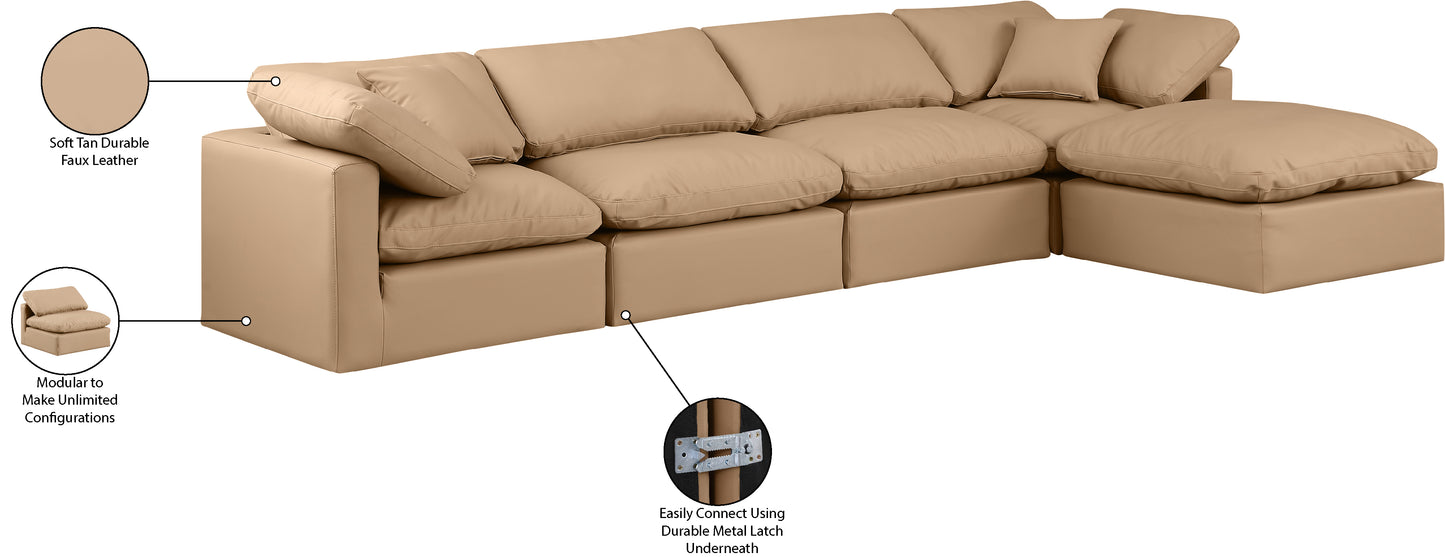 luxus tan faux leather modular sectional sec5a