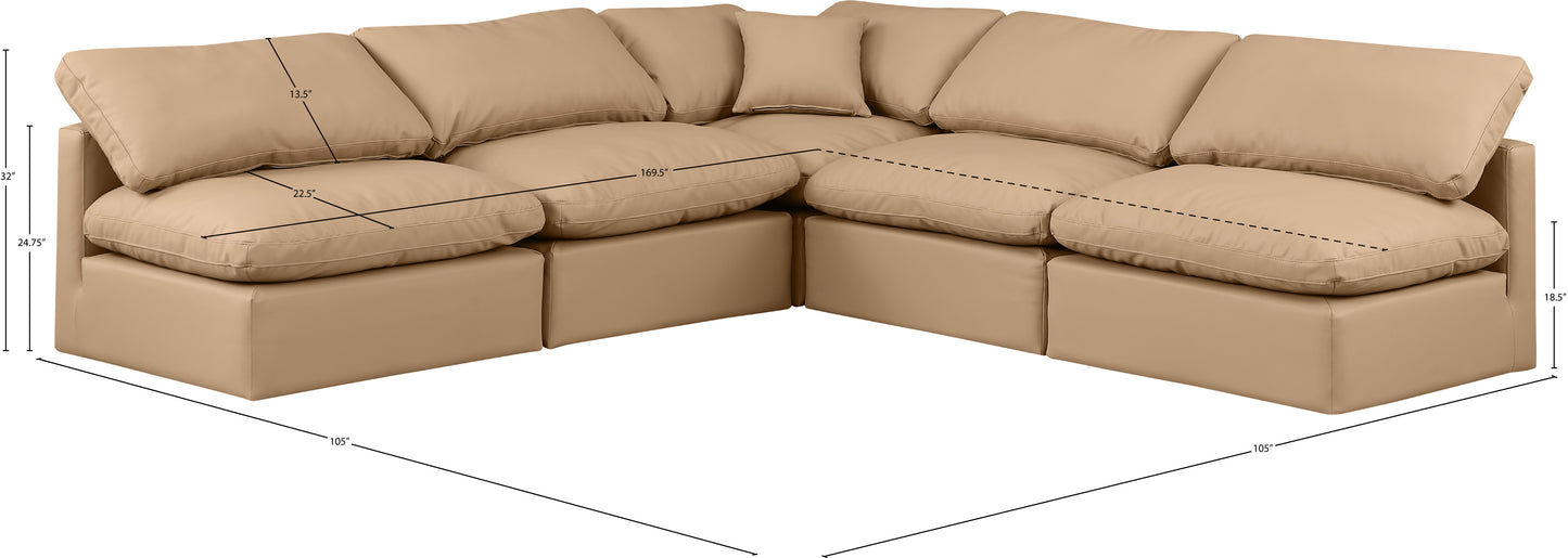 luxus tan faux leather modular sectional sec5b