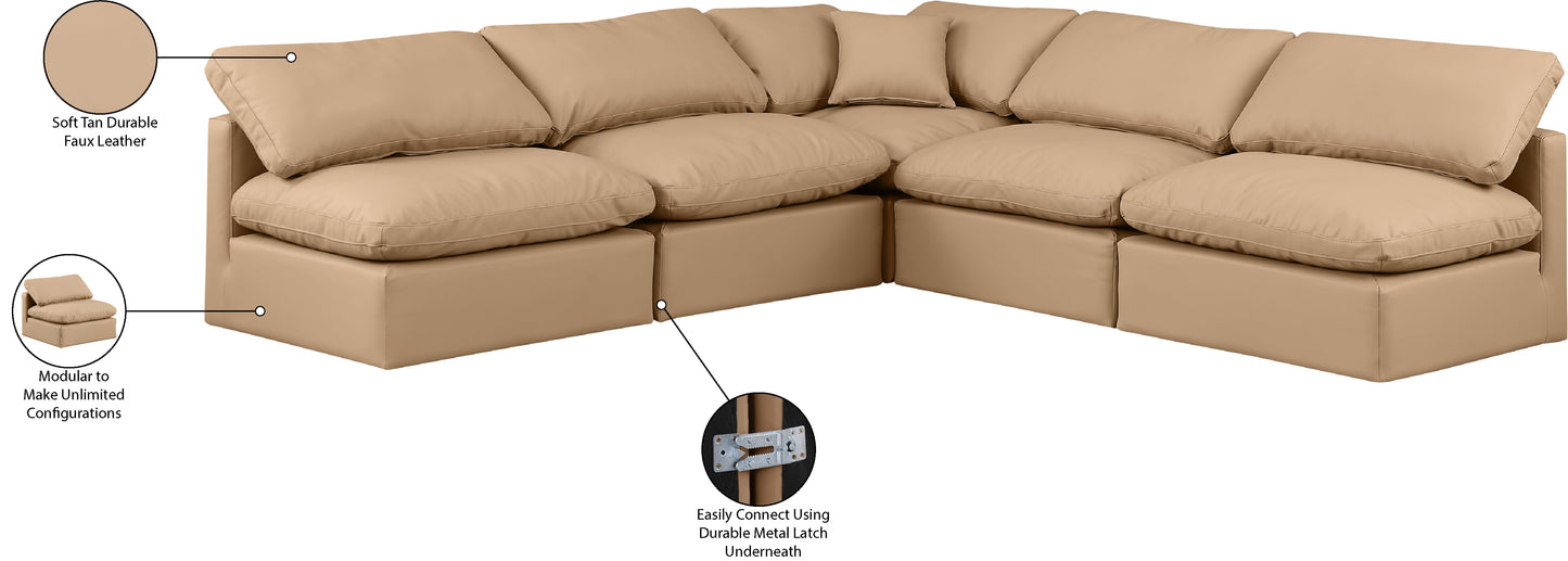 luxus tan faux leather modular sectional sec5b