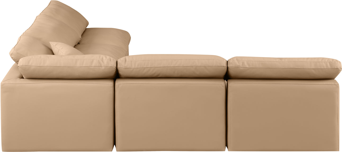 luxus tan faux leather modular sectional sec5b