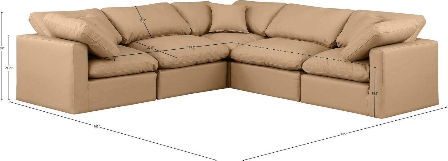 luxus tan faux leather modular sectional sec5c