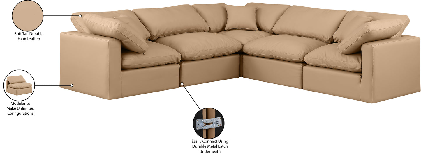 luxus tan faux leather modular sectional sec5c