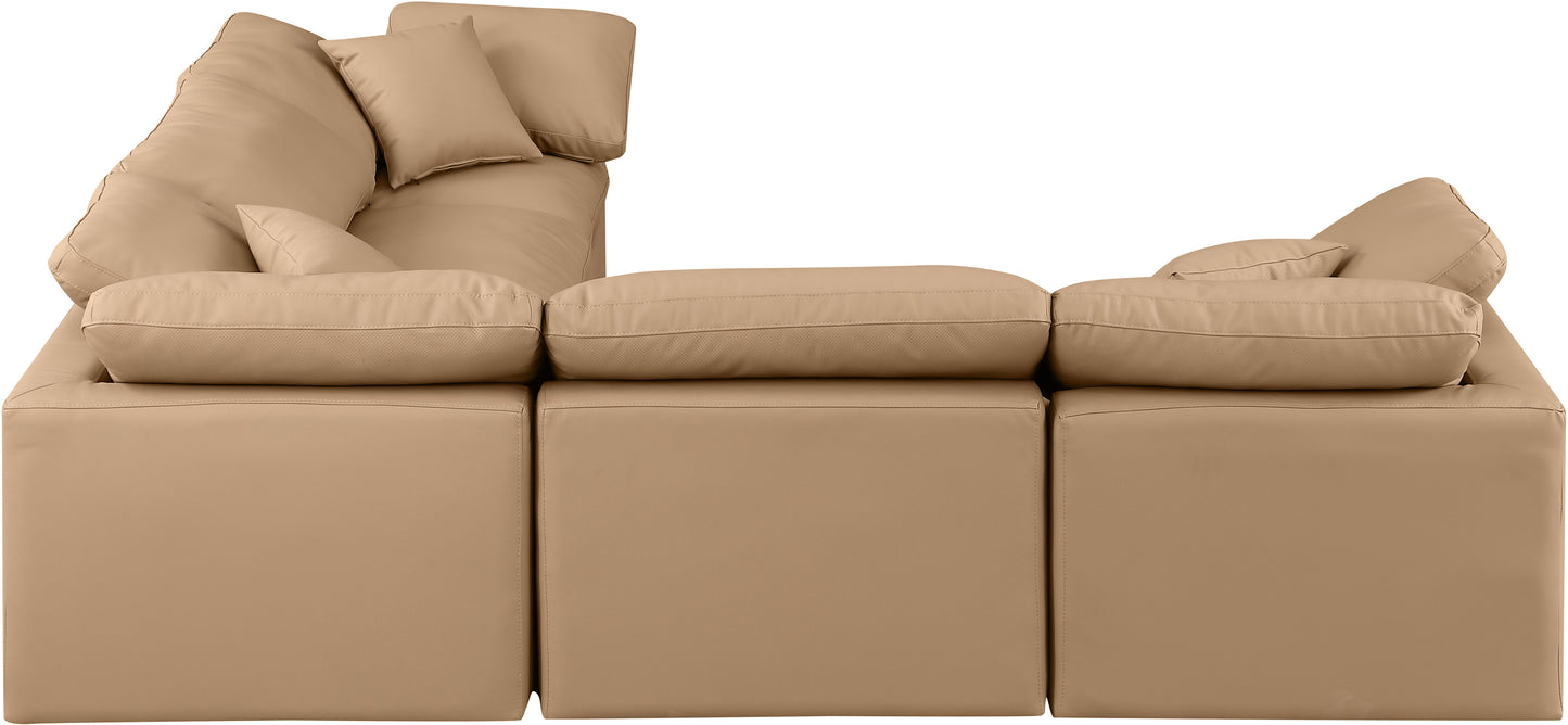 luxus tan faux leather modular sectional sec5c