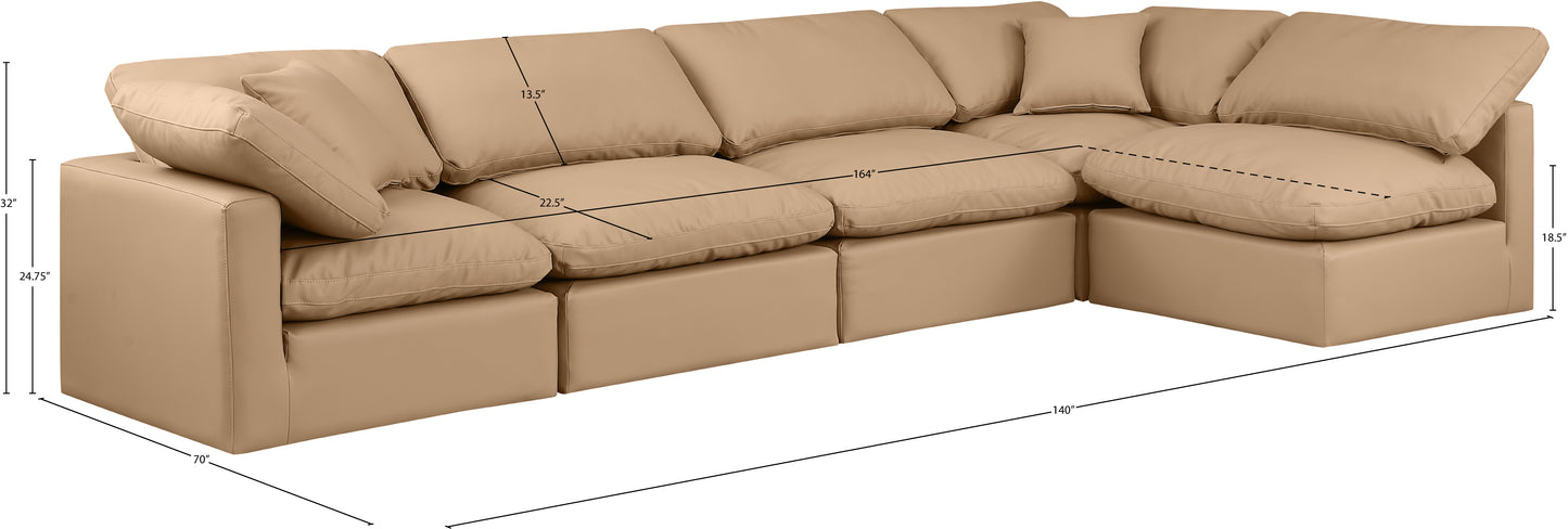 luxus tan faux leather modular sectional sec5d