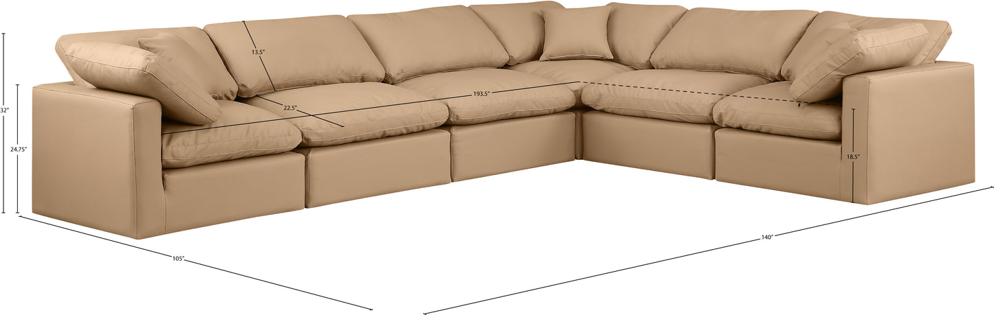 luxus tan faux leather modular sectional sec6a