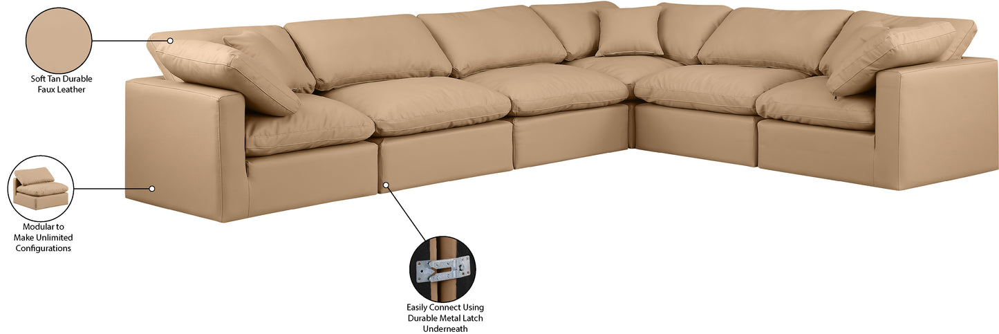 luxus tan faux leather modular sectional sec6a