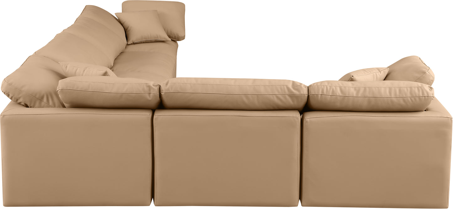 luxus tan faux leather modular sectional sec6a