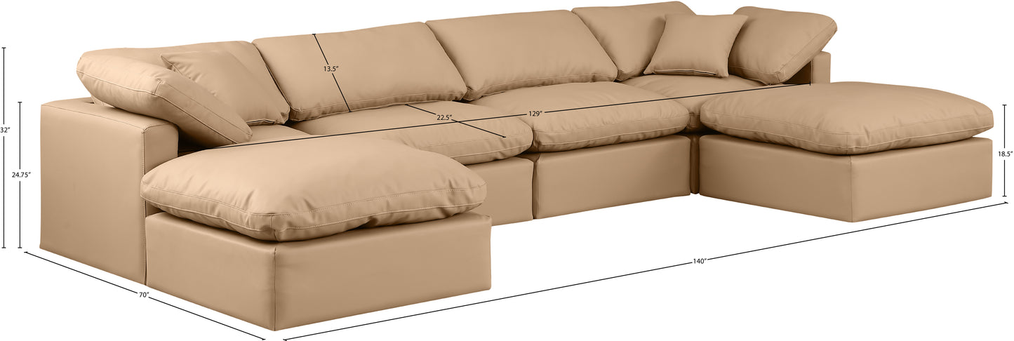 luxus tan faux leather modular sectional sec6b