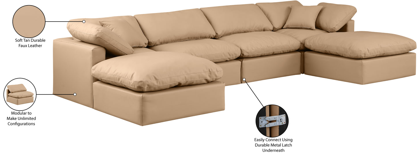 luxus tan faux leather modular sectional sec6b