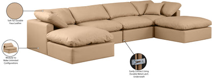 Luxus Tan Faux Leather Modular Sectional Sec6B