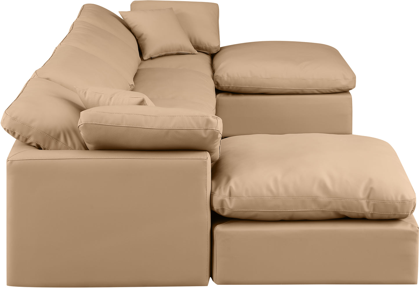 luxus tan faux leather modular sectional sec6b