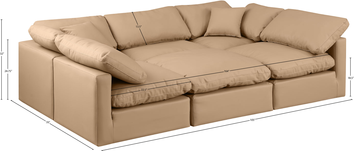 luxus tan faux leather modular sectional sec6c