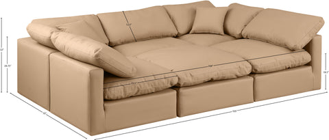 Luxus Tan Faux Leather Modular Sectional Sec6C