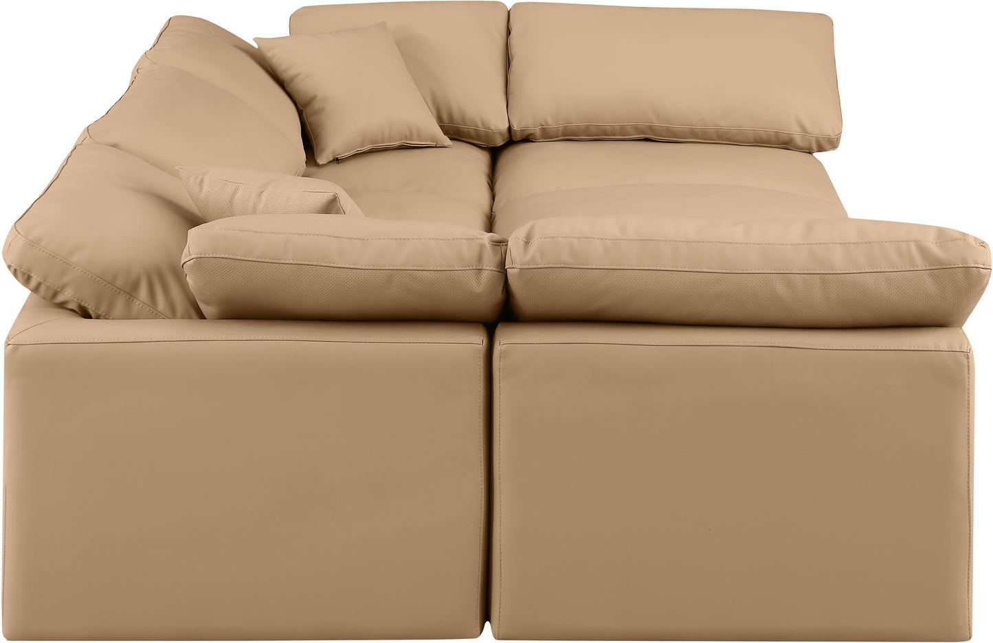 luxus tan faux leather modular sectional sec6c