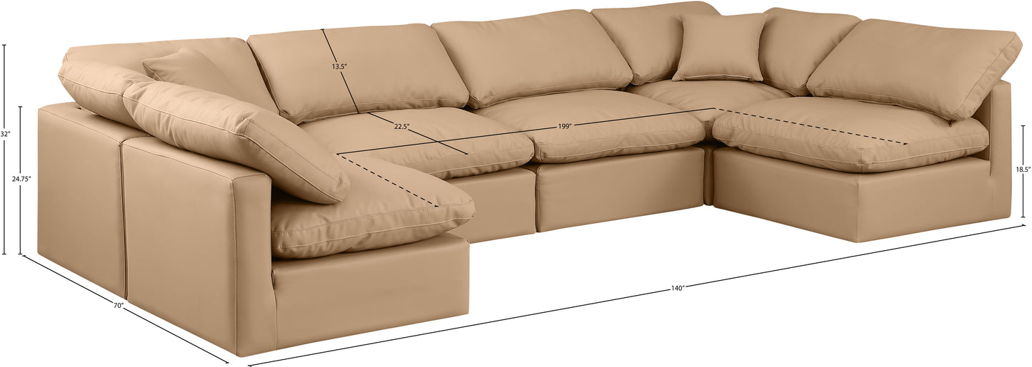 luxus tan faux leather modular sectional sec6d