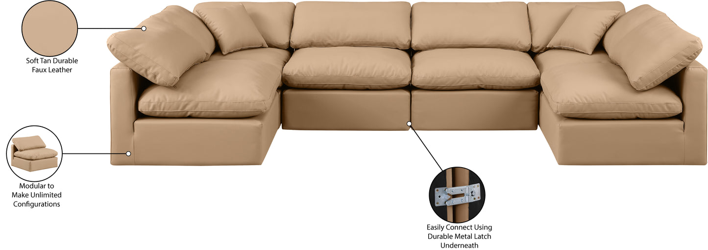 luxus tan faux leather modular sectional sec6d