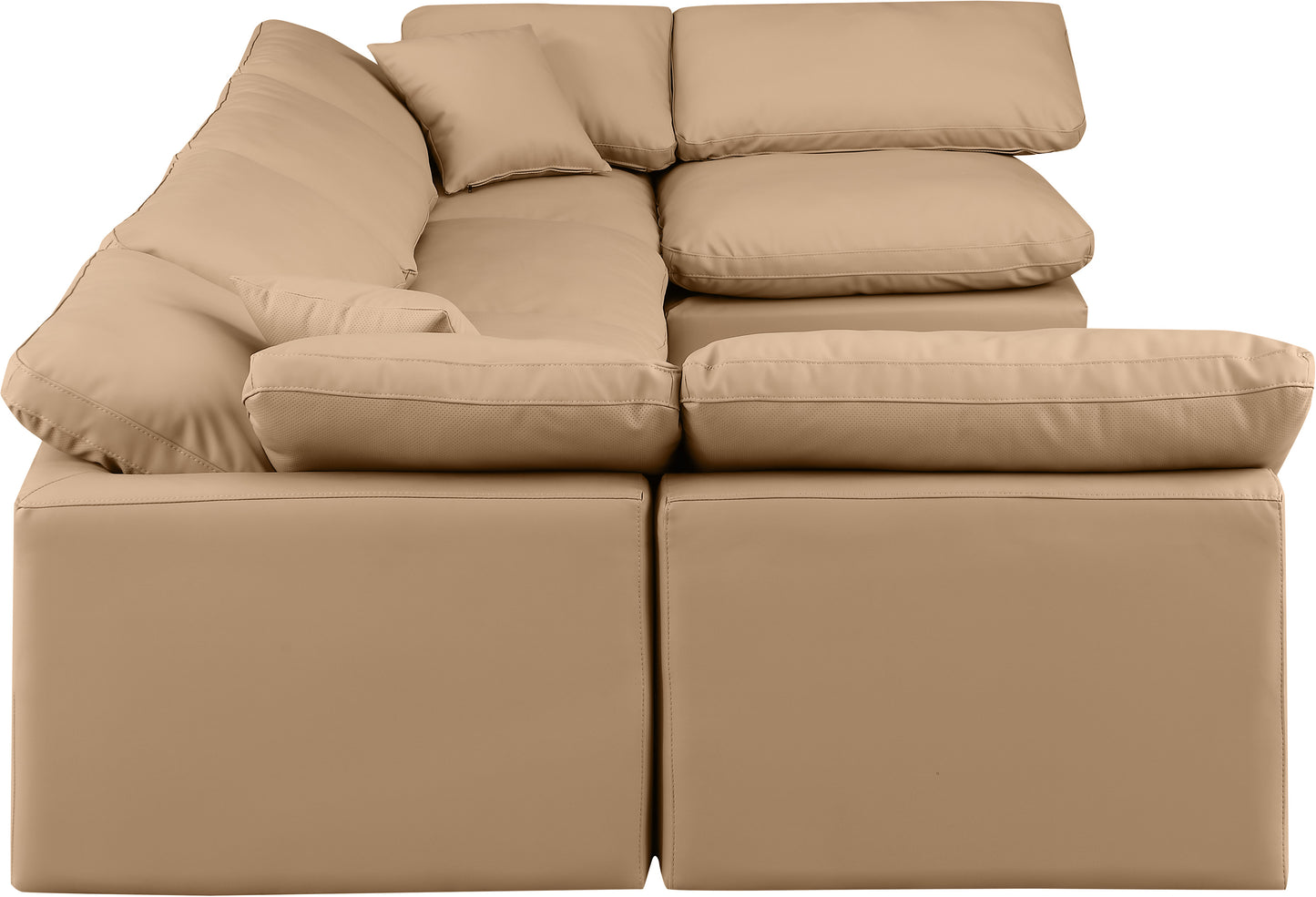 luxus tan faux leather modular sectional sec6d