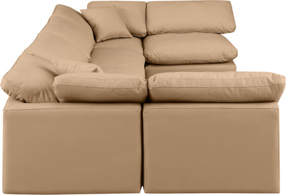 Luxus Tan Faux Leather Modular Sectional Sec6D